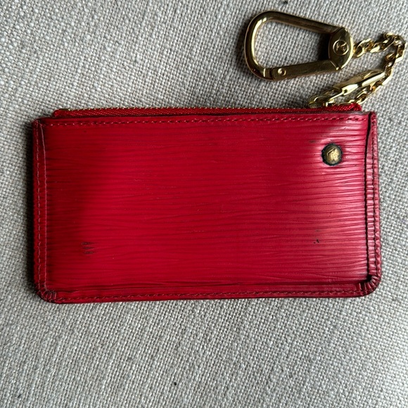 Louis Vuitton Vintage Epi Leather Red Wallet Pochette Cles Pouch Keychain - Picture 3 of 9